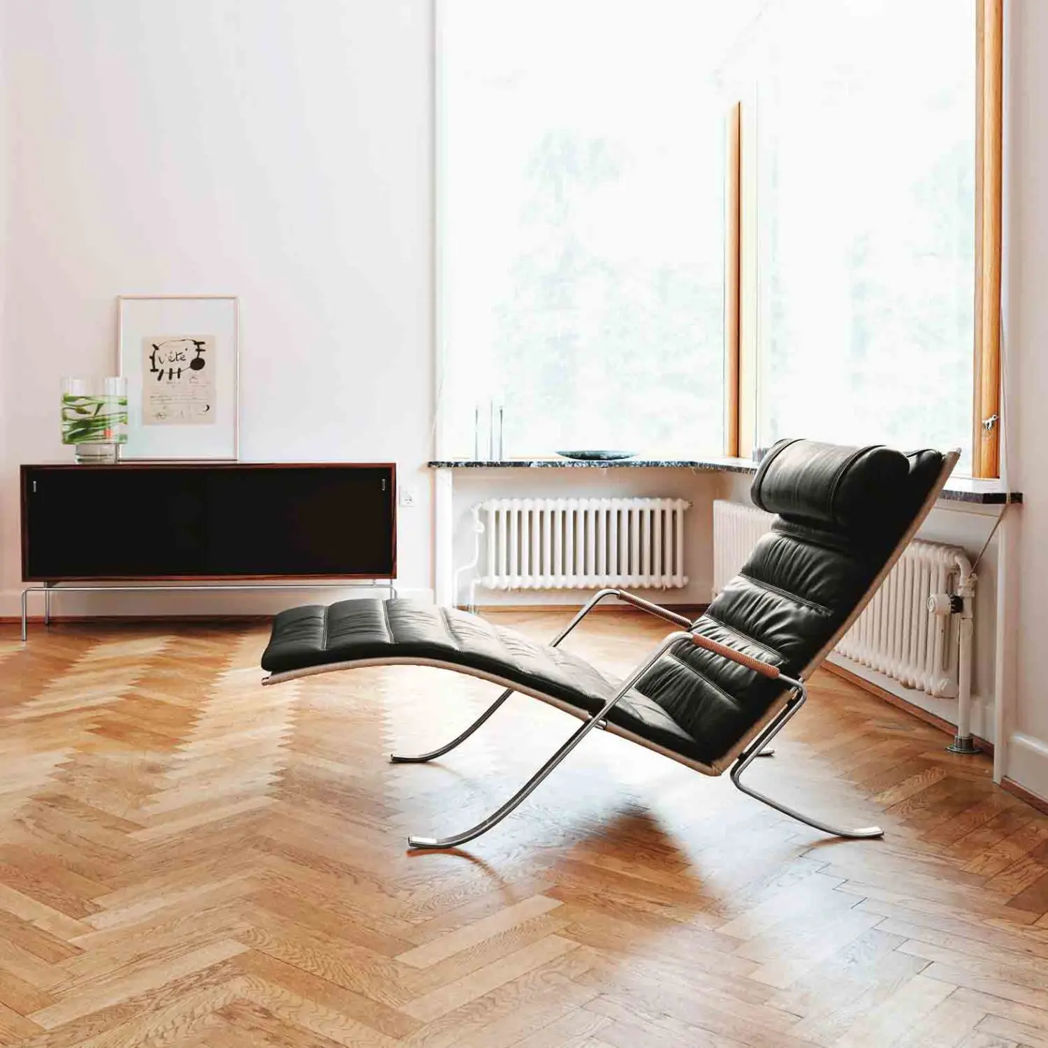 Lange Production FK 87 Grasshopper Chair - Schwarz Leder – Bild 4