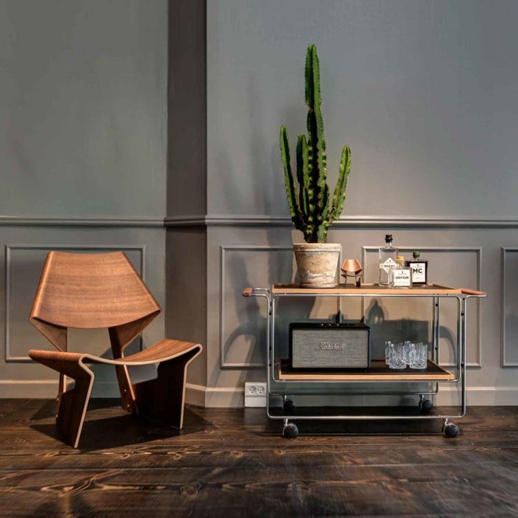 Alternative view of Lange Production HB 128 Bar Cart - Schwarz Chrom