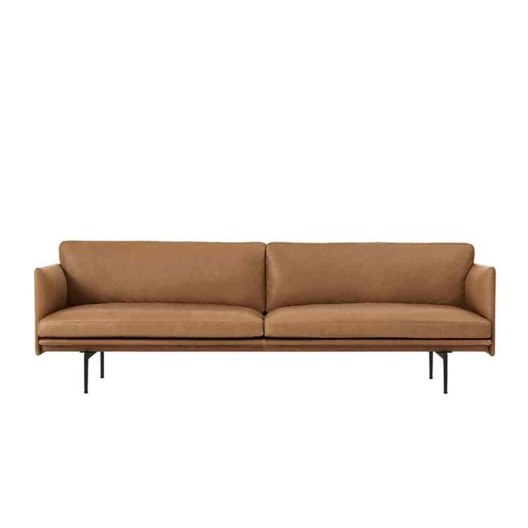 Muuto Sofa Outline - 3-Sitzer - Leder Cognac